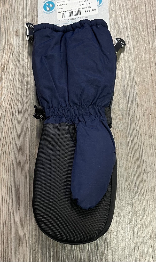 Navy CaliKids Waterproof Mitten Side Zip, 4-6Y