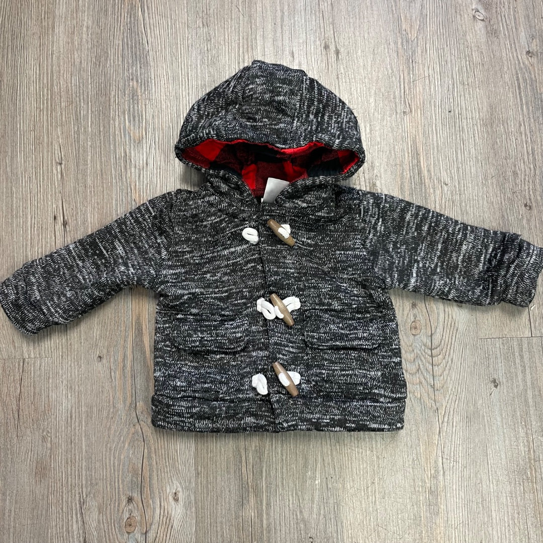 Black White Carters Knit Hoodie, 6M