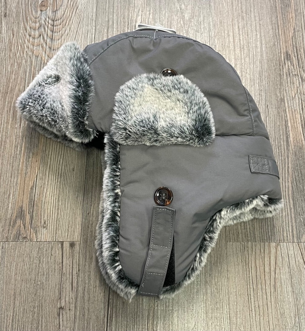 Grey CaliKids Water Repellent Faux Fur Hat, 12-24M
