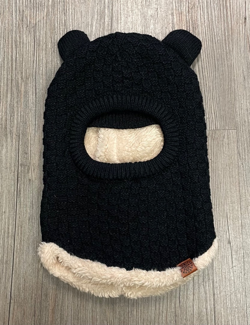 Black CaliKids Knit Balaclava with Ears, 9-24M