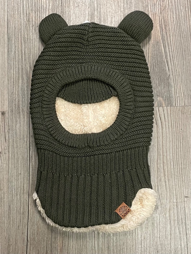 Green CaliKids Knit Balaclava with Ears, 9-24M
