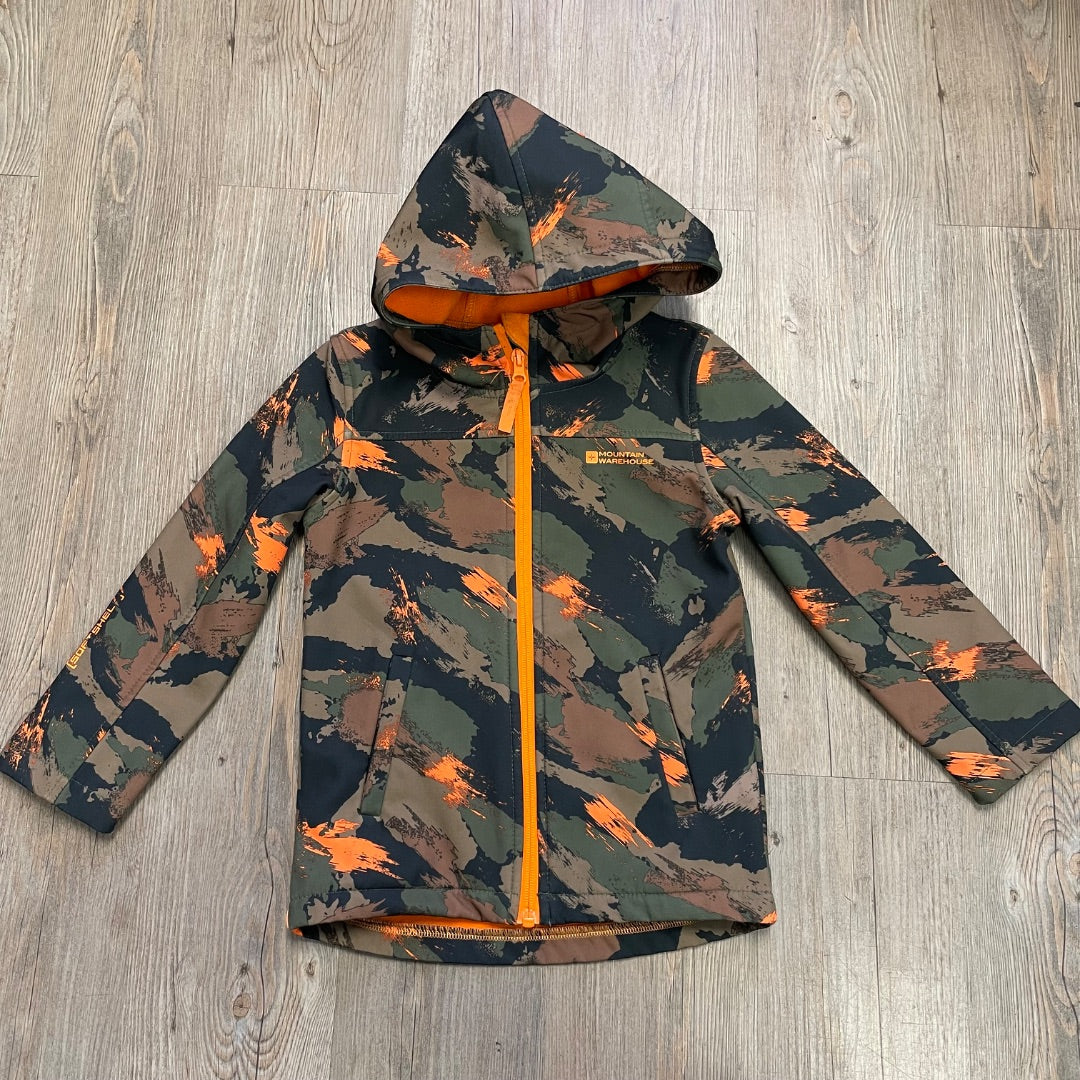 Camo Mountain Warehouse Lined Zip Hooded Rain Jacket, 5-6Y