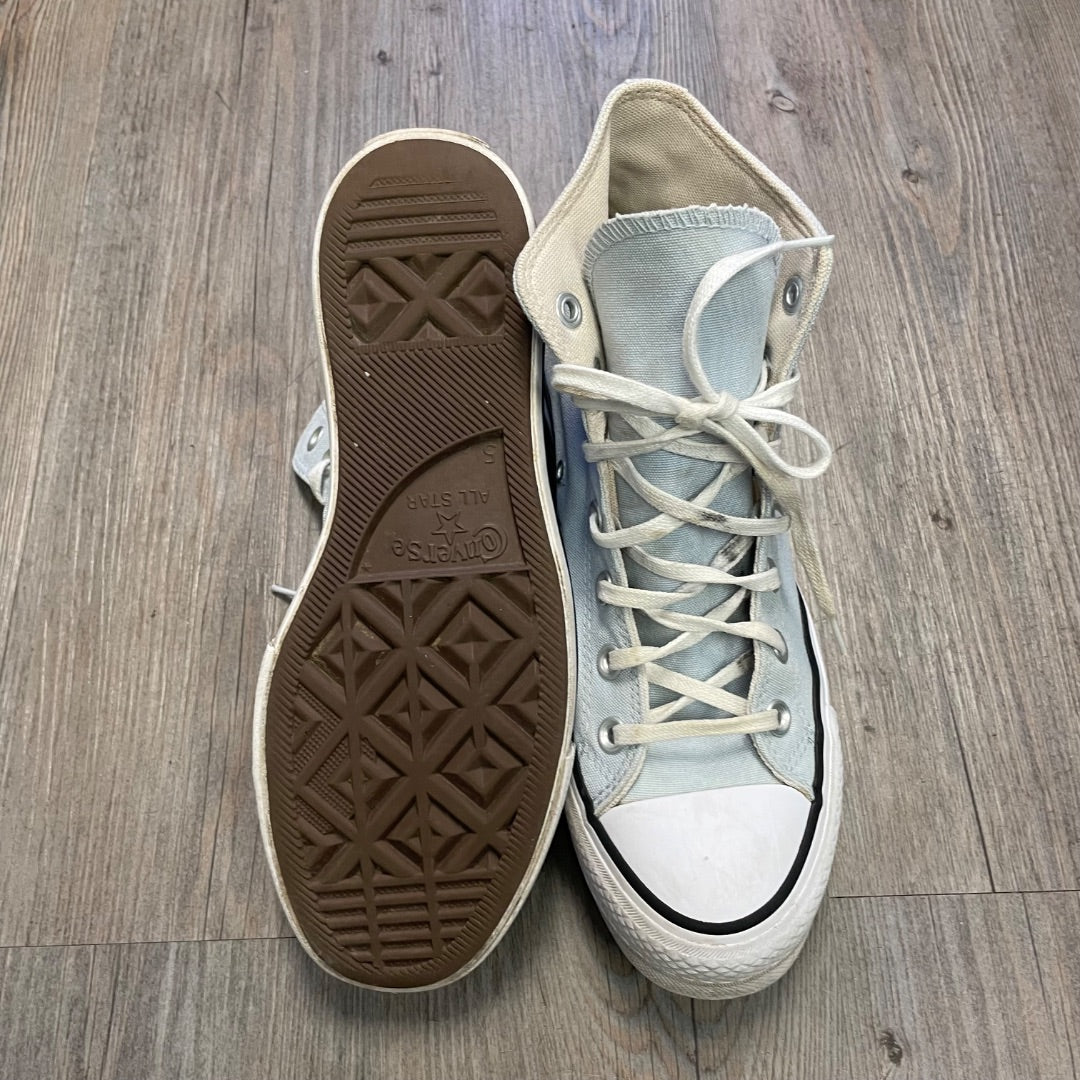 Light Blue Converse Hightop Shoes, 7Y