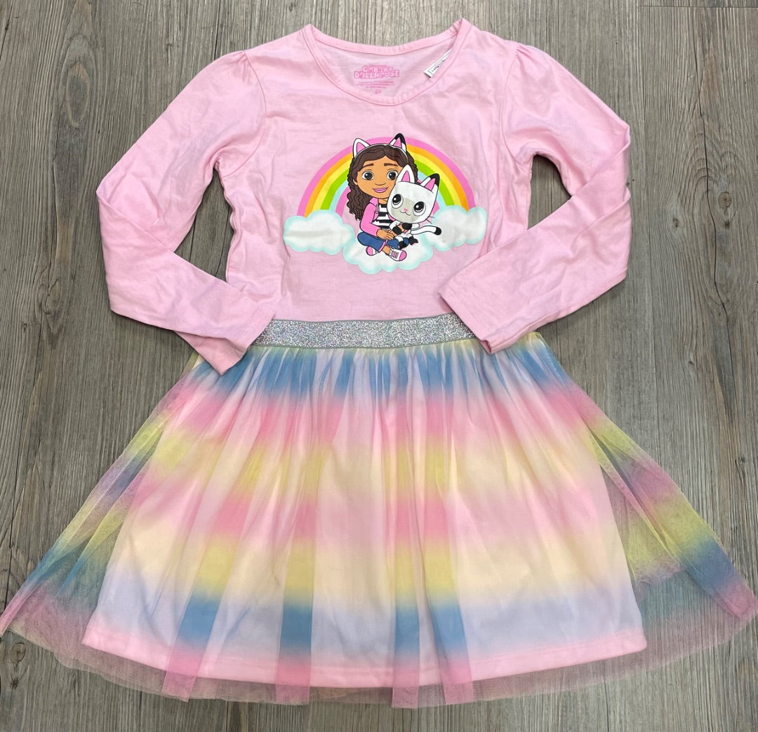 Pink Gabbys Doll House Long Sleeve Dress, 6Y