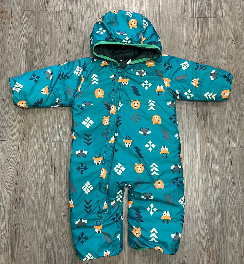 Green Columbia Puffer Reversible Snow Suit, 12-18M