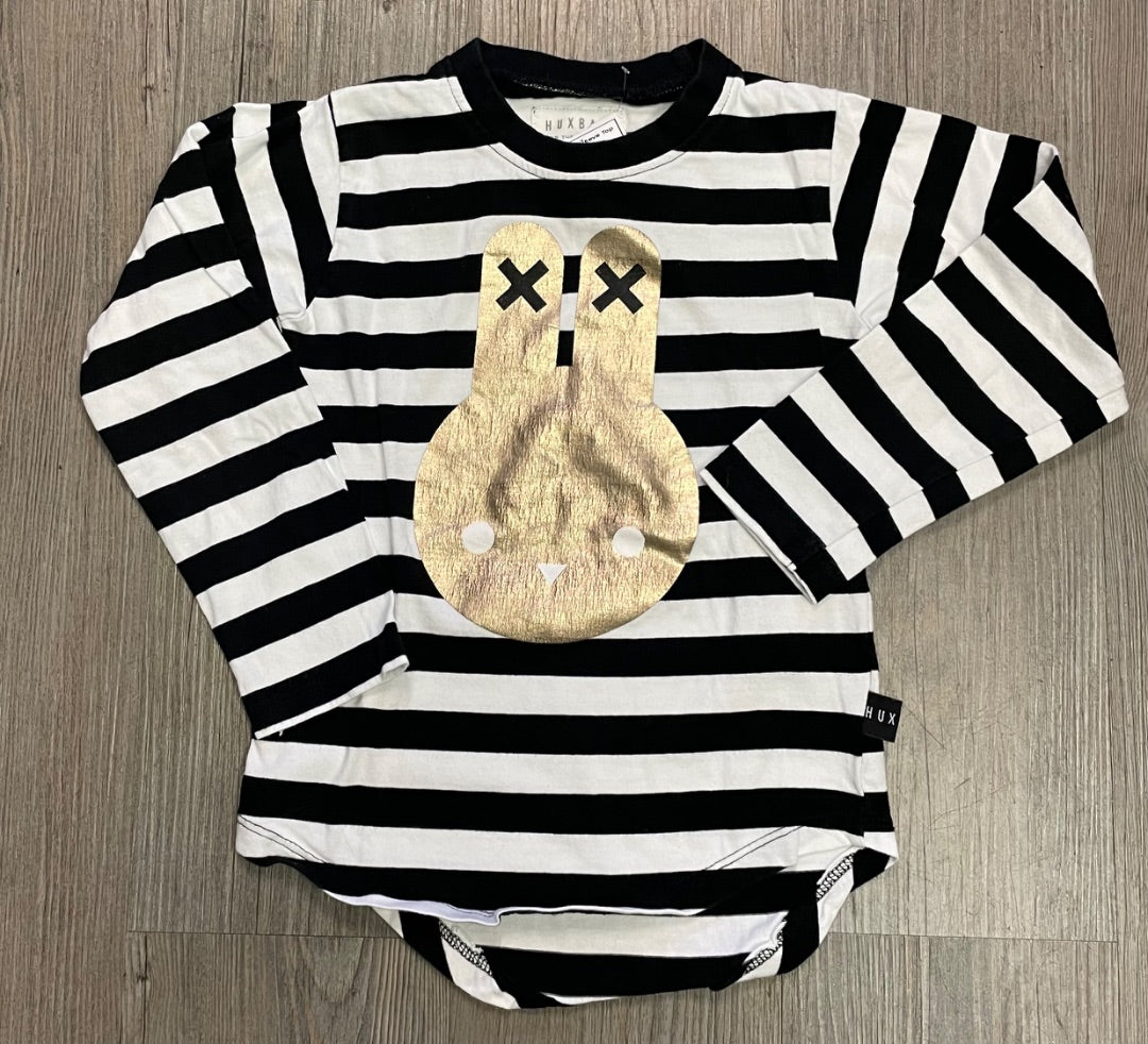 Stripe Black Hux Baby Long Sleeve Top, 5Y