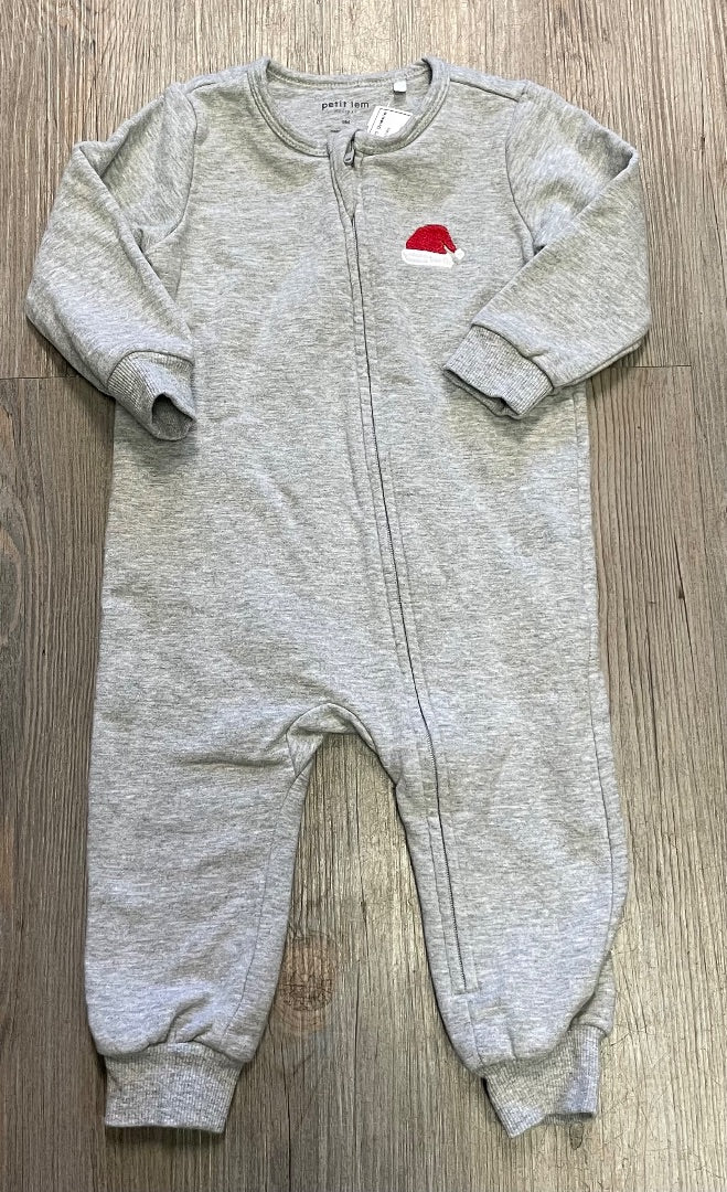 Grey Petit Lem Holiday PJ Onesie, 9M