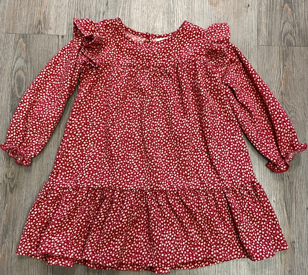 Red Zara Long Sleeve Dress, 3-4Y