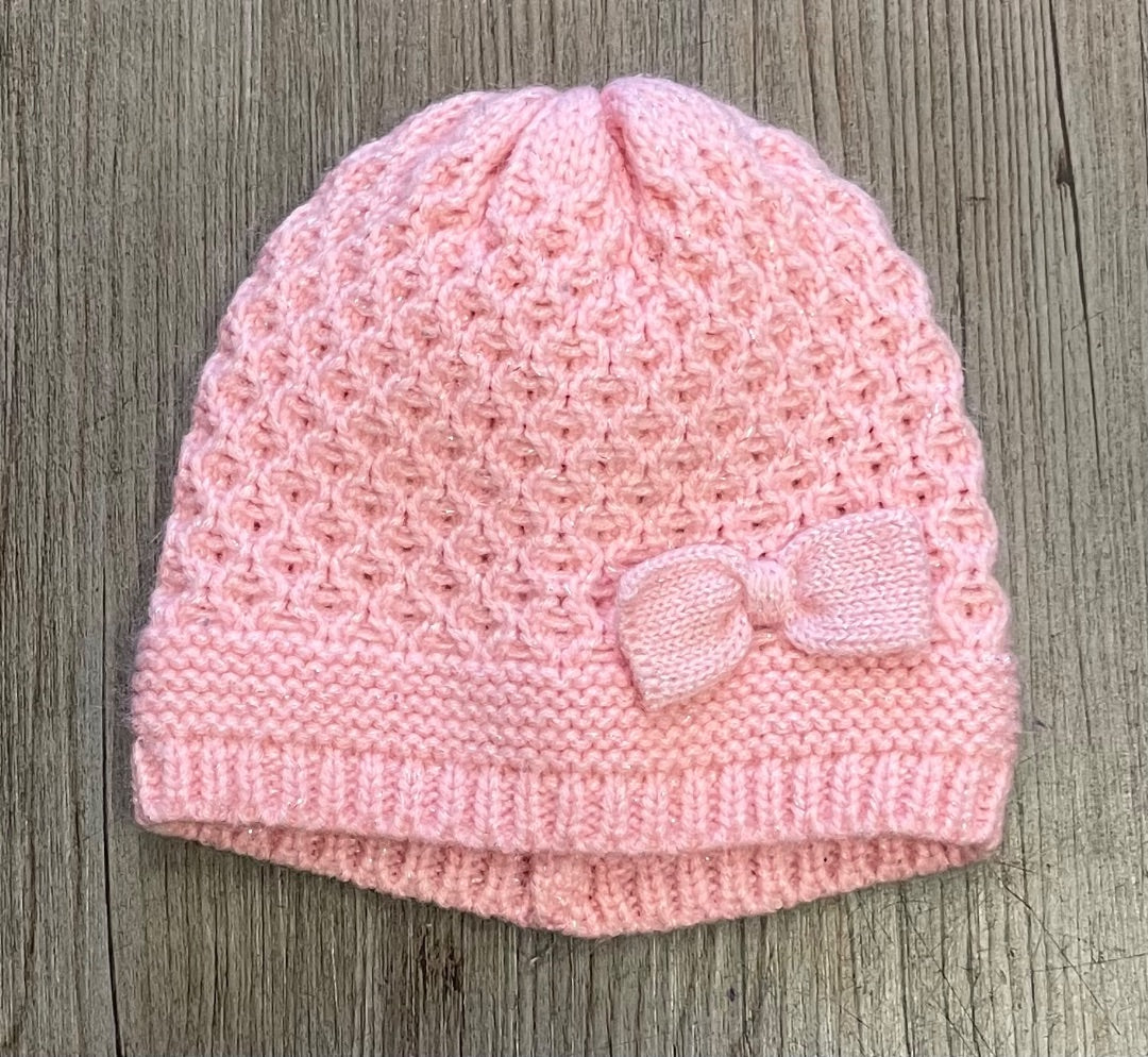 Pink Knit Beanie, 0-6M