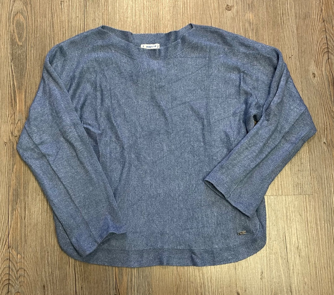 Blue Mayoral Long Sleeve Knit Top, 8Y