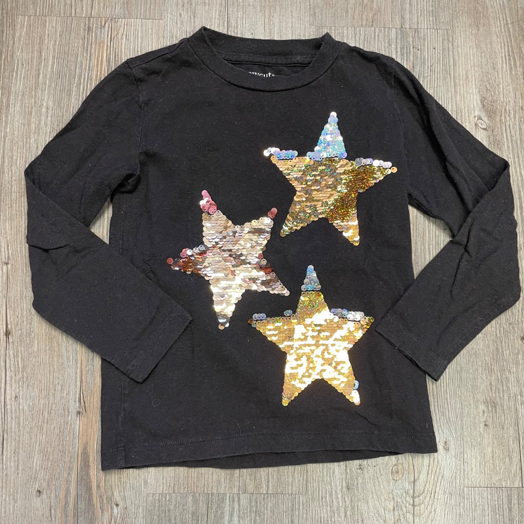 Black Crewcuts LS Top Sequins, 4-5Y