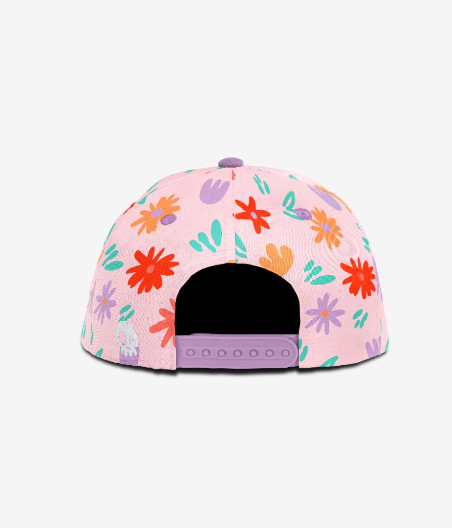 Powder Pink Headster Kids Headster Painted Flowers Snapback Cap, 52 CM