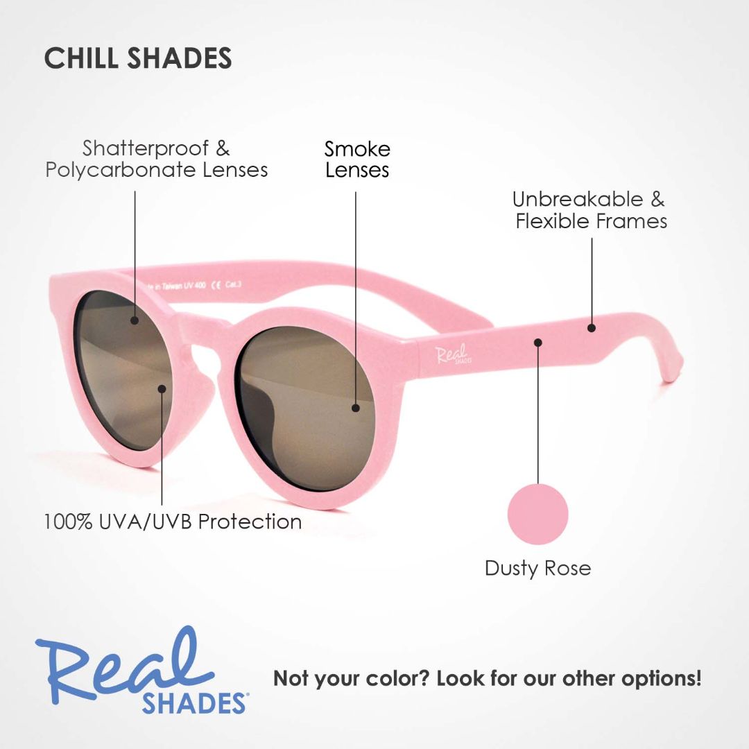 Dusty Rose Real Shades Chill Unbreakable Sunglasses, 2Y