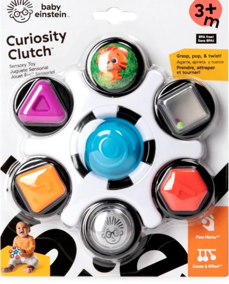 White/Black Baby Einstein Curiosity Clutch - Sensory Toy, 3M+
