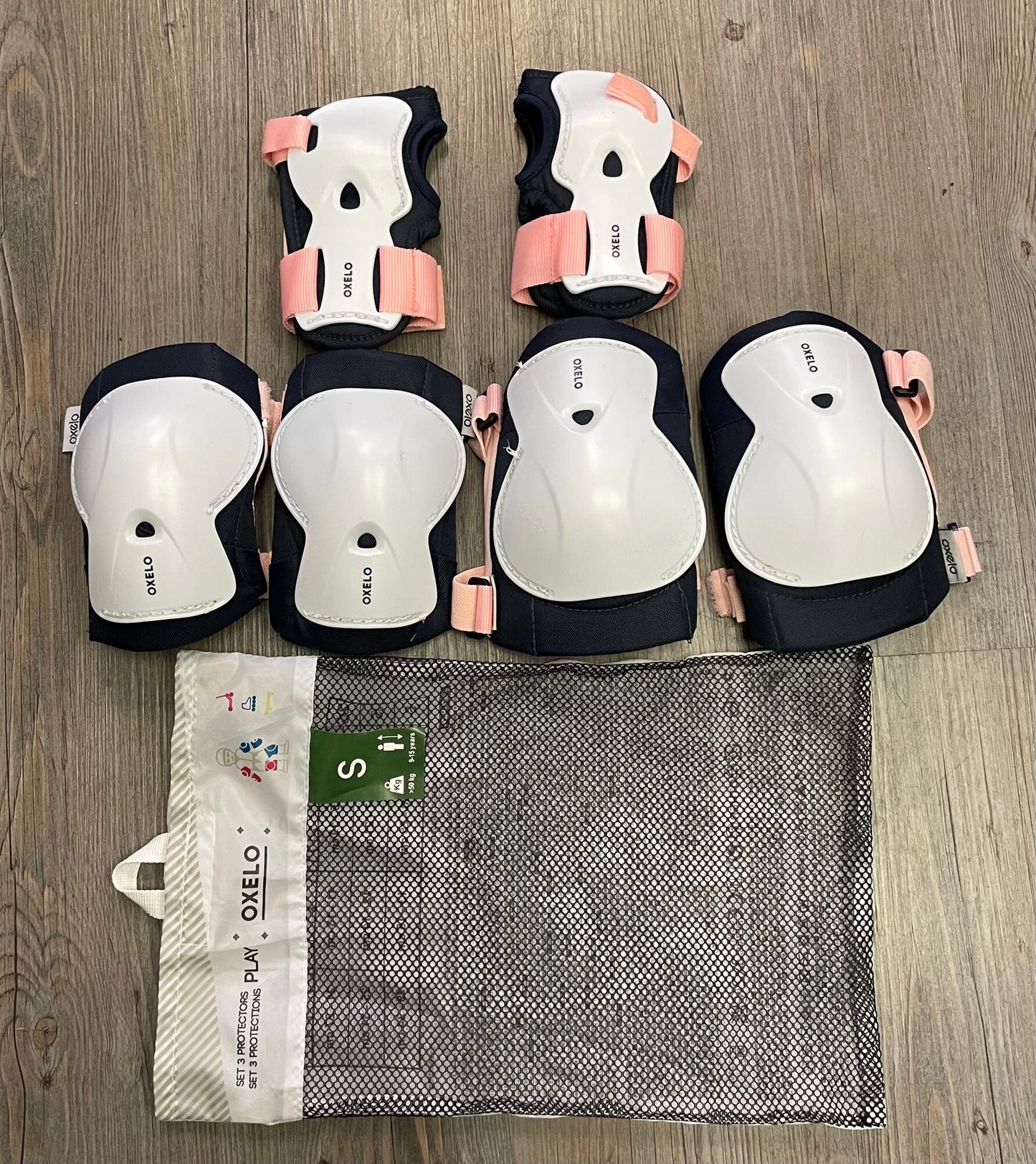 White Oxelo Protective Pads Set, 9-15Y