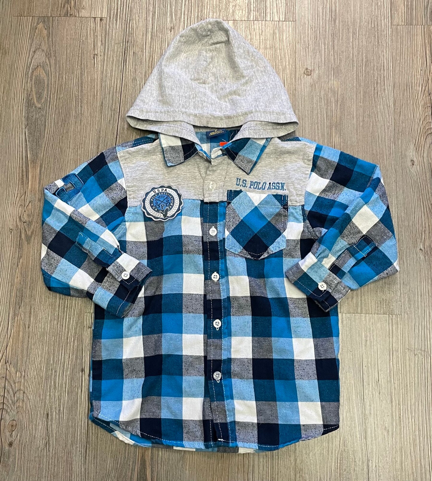 Blue Ralph Lauren Hooded Shirt, 4Y