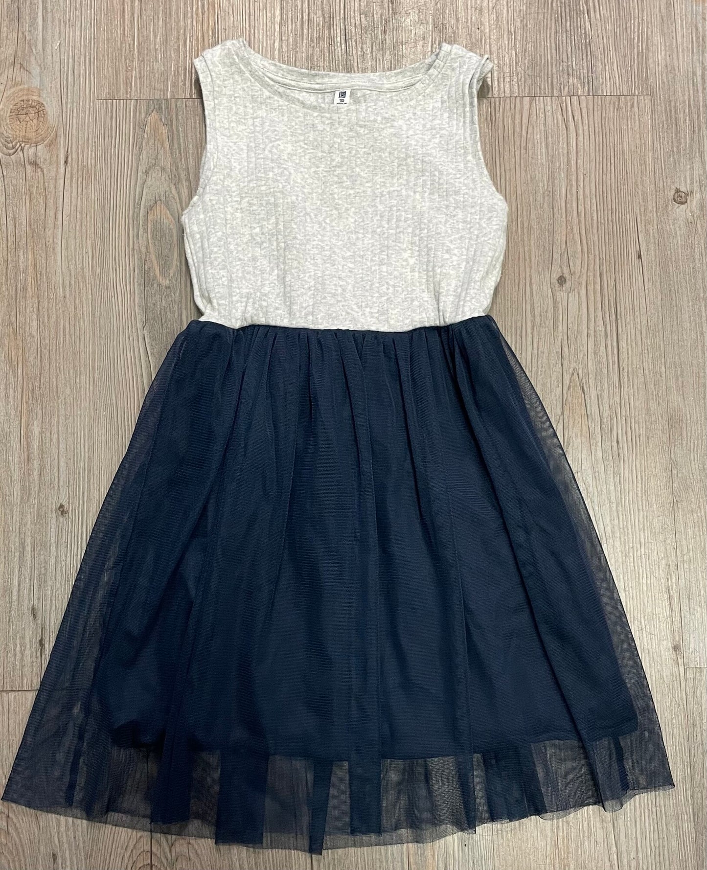 Grey/nav Uniqlo Dress, 5-6Y