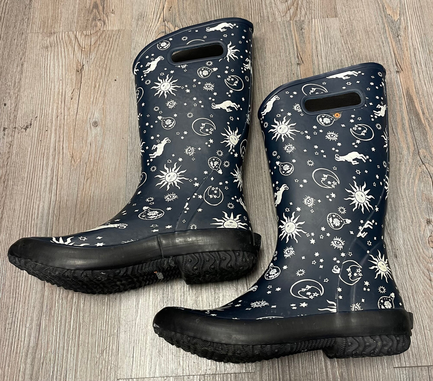 Navy Bogs Rain Boots, 8Y