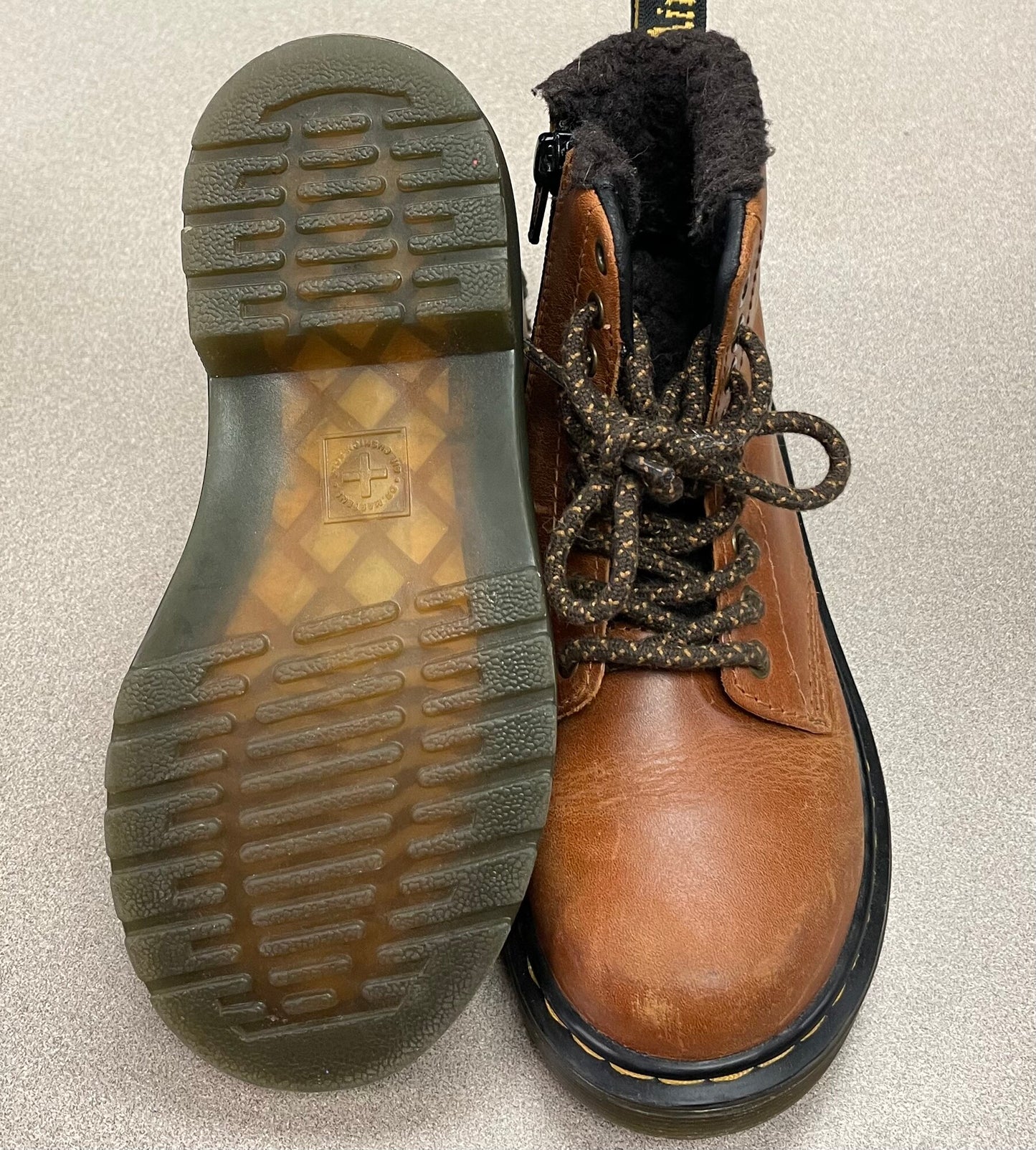 Brown Dr Martens Lined Hightop, 12Y