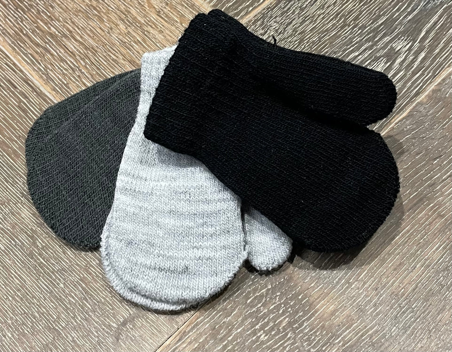 Bk/Grey Gertex Knit 3Pk Mitten, 12-24