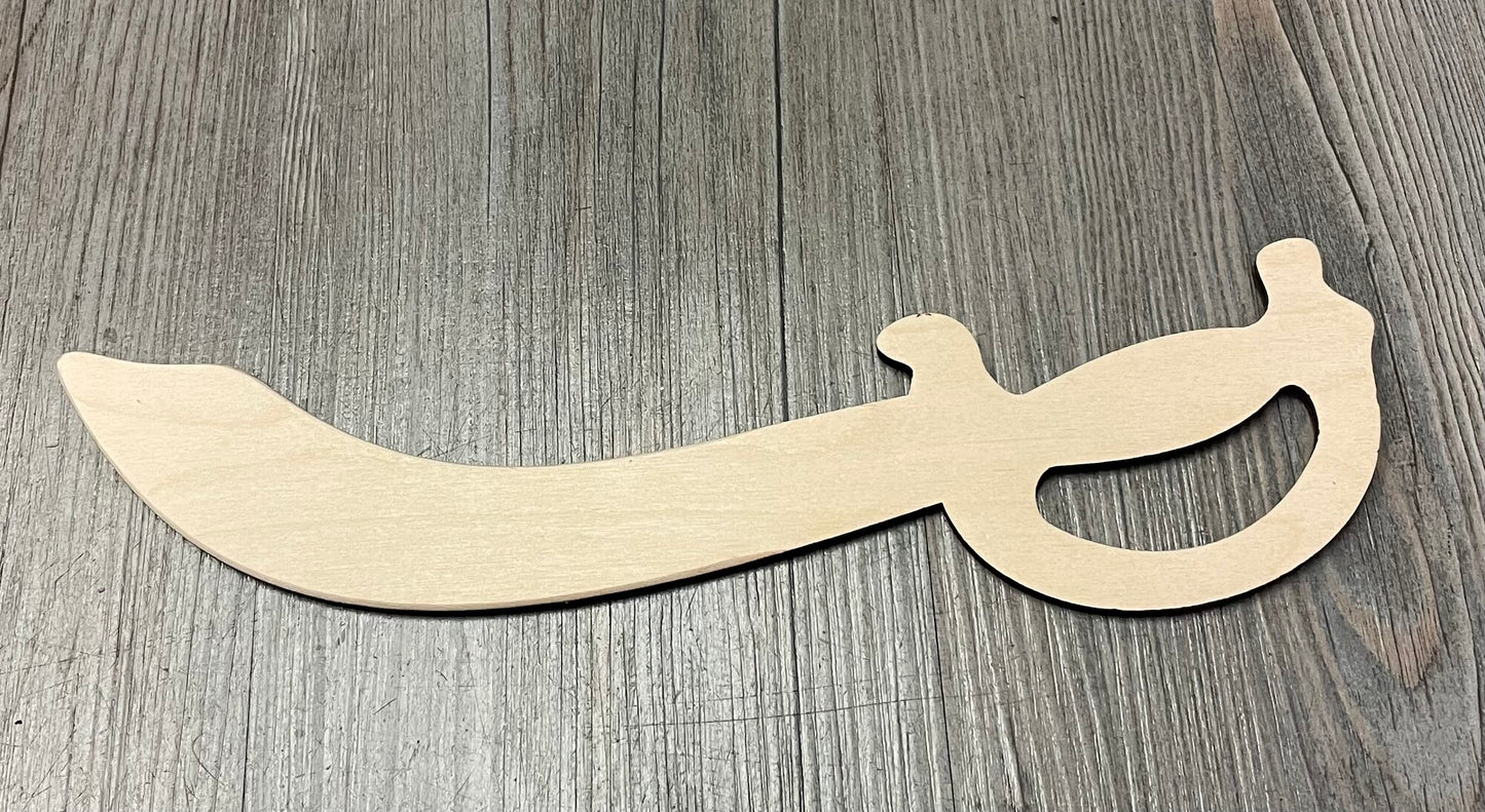 Beige Wooden Pirate Sword, 12 Inch