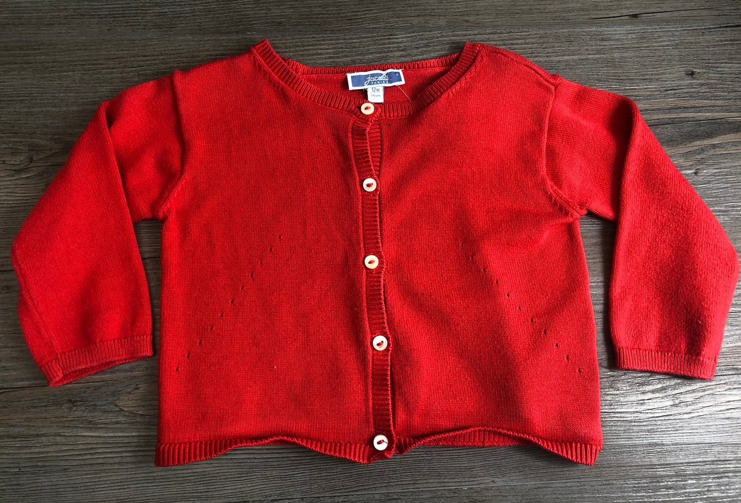 Red Jacadi Cardigan Sweater, 12M