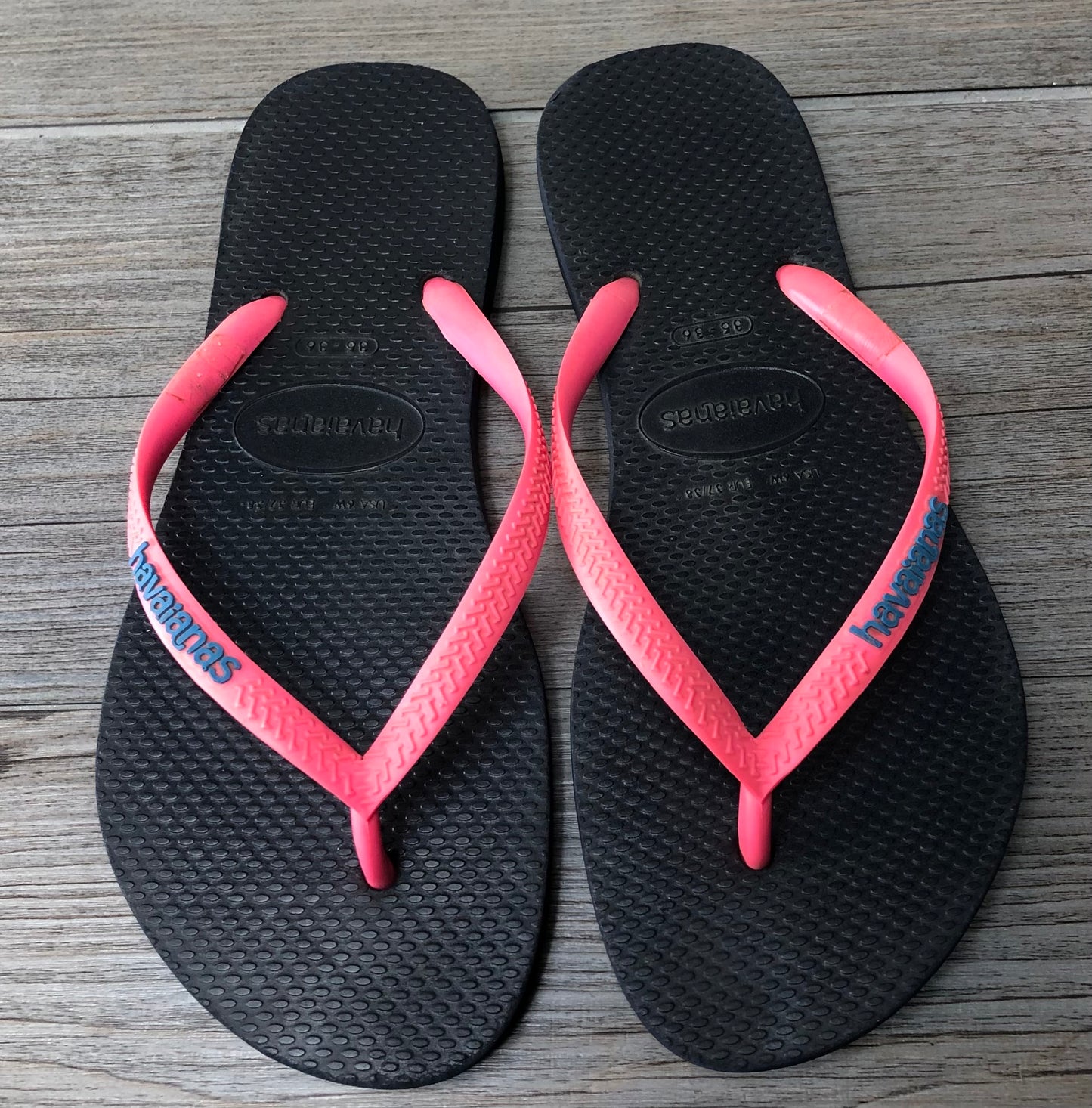 Blk/pink Havaianas Flip Flop, 6Y