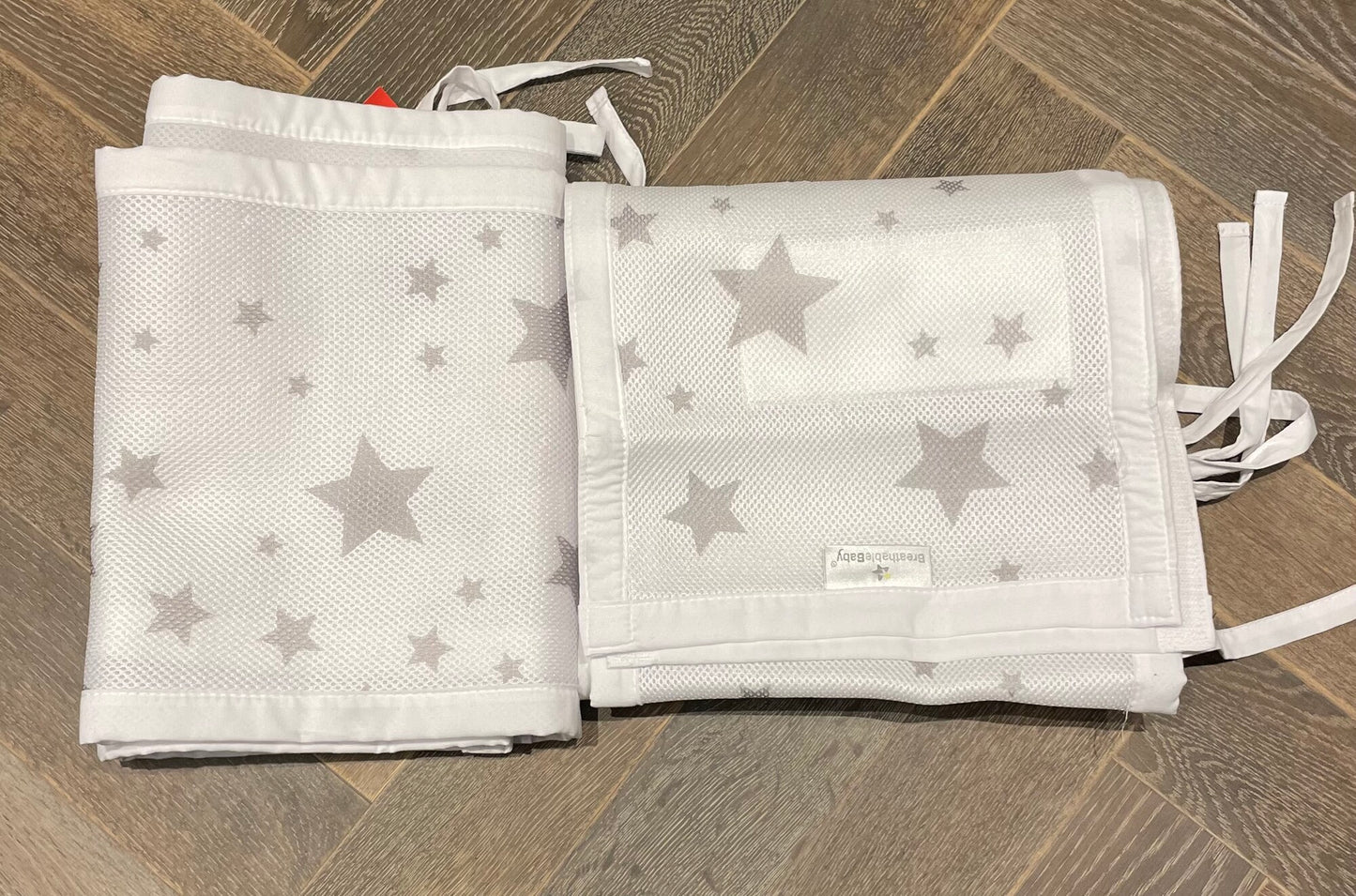 White Mesh Star Crib Bumper, 2 Pcs