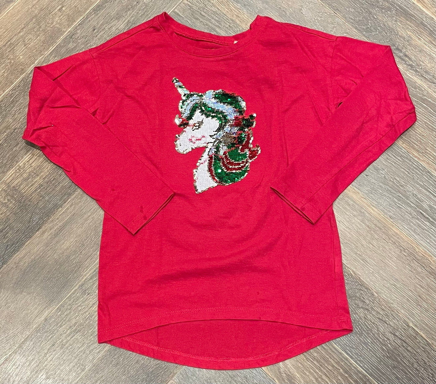 Red CP Holiday Unicorn LS, 5-6Y