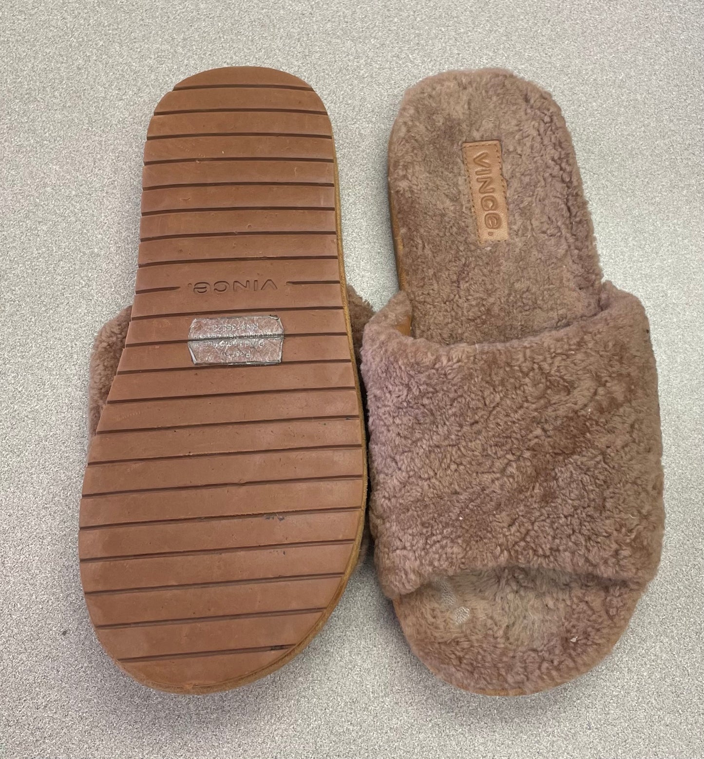Brown Vince Faux Fur Slides, 7Y