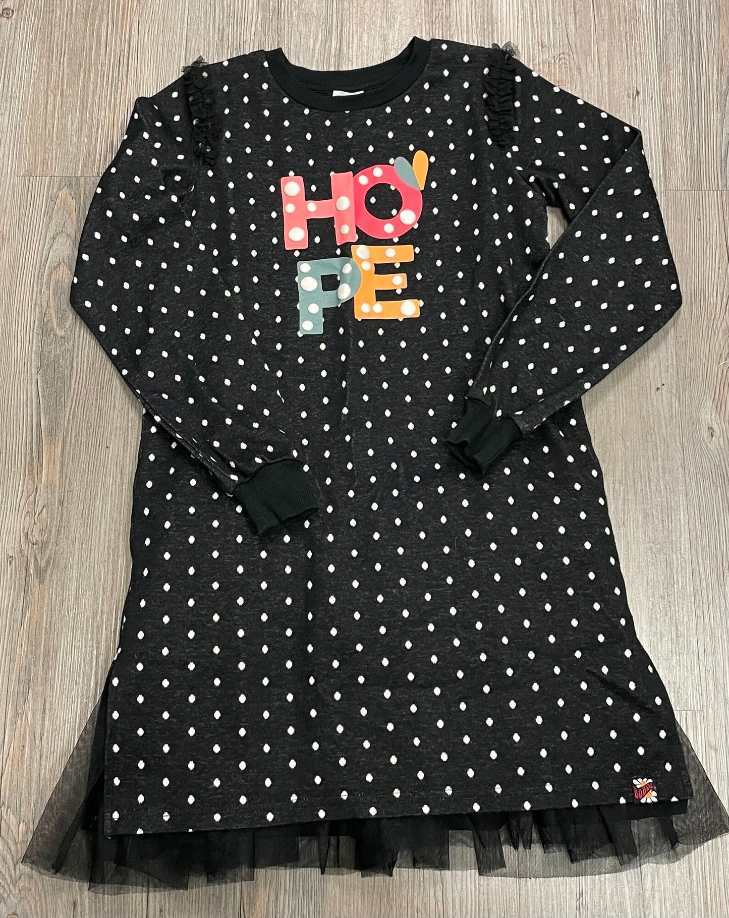 Black Boboli LS Dress, 10Y