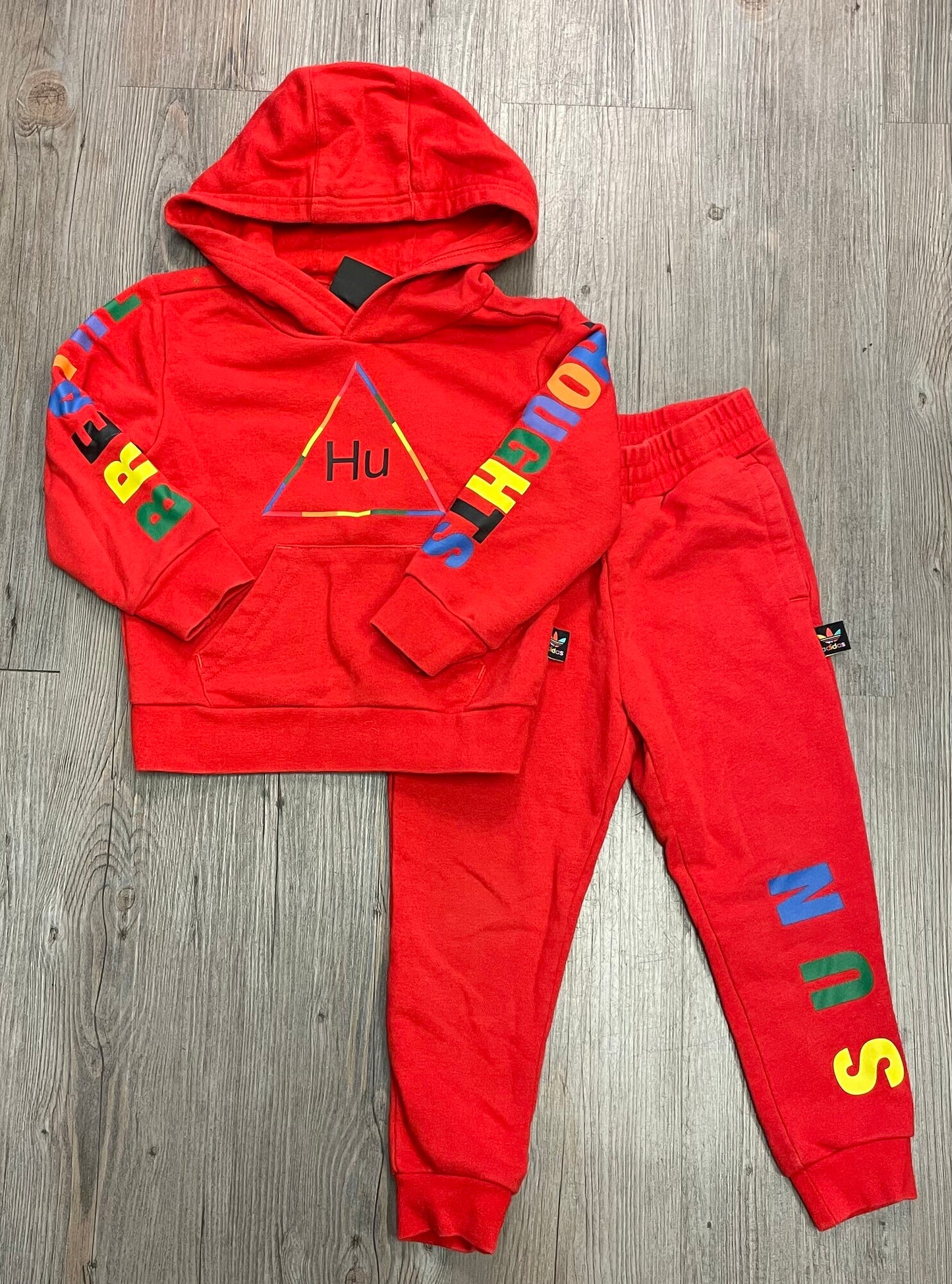 Red Adidas Sweat Set, 4Y