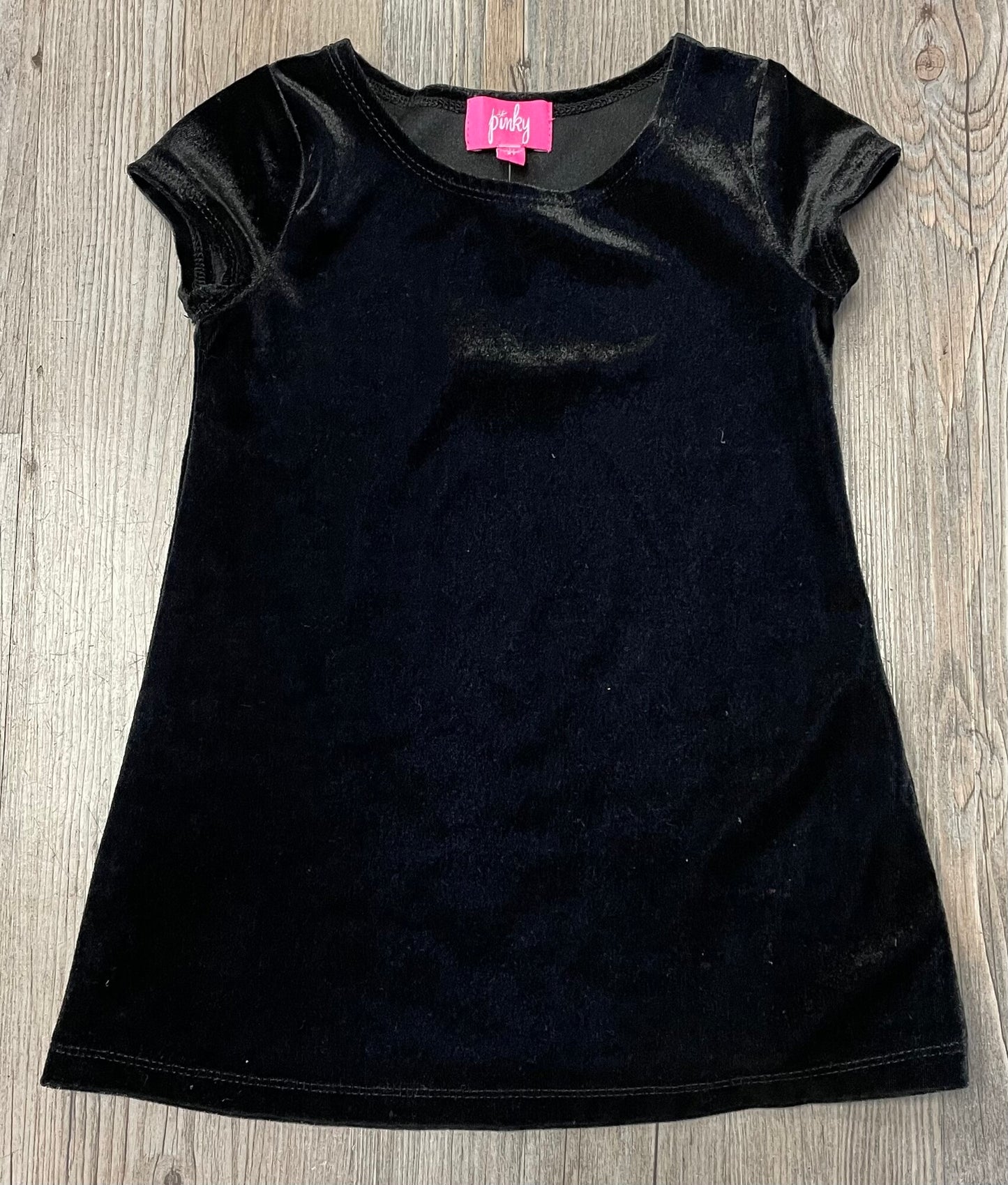 Black Pinky Velour Dress, 2Y