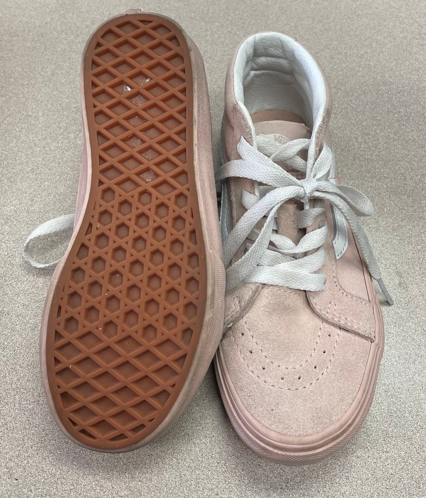 Pink Vans Hightop Suede Shoes, 1Y