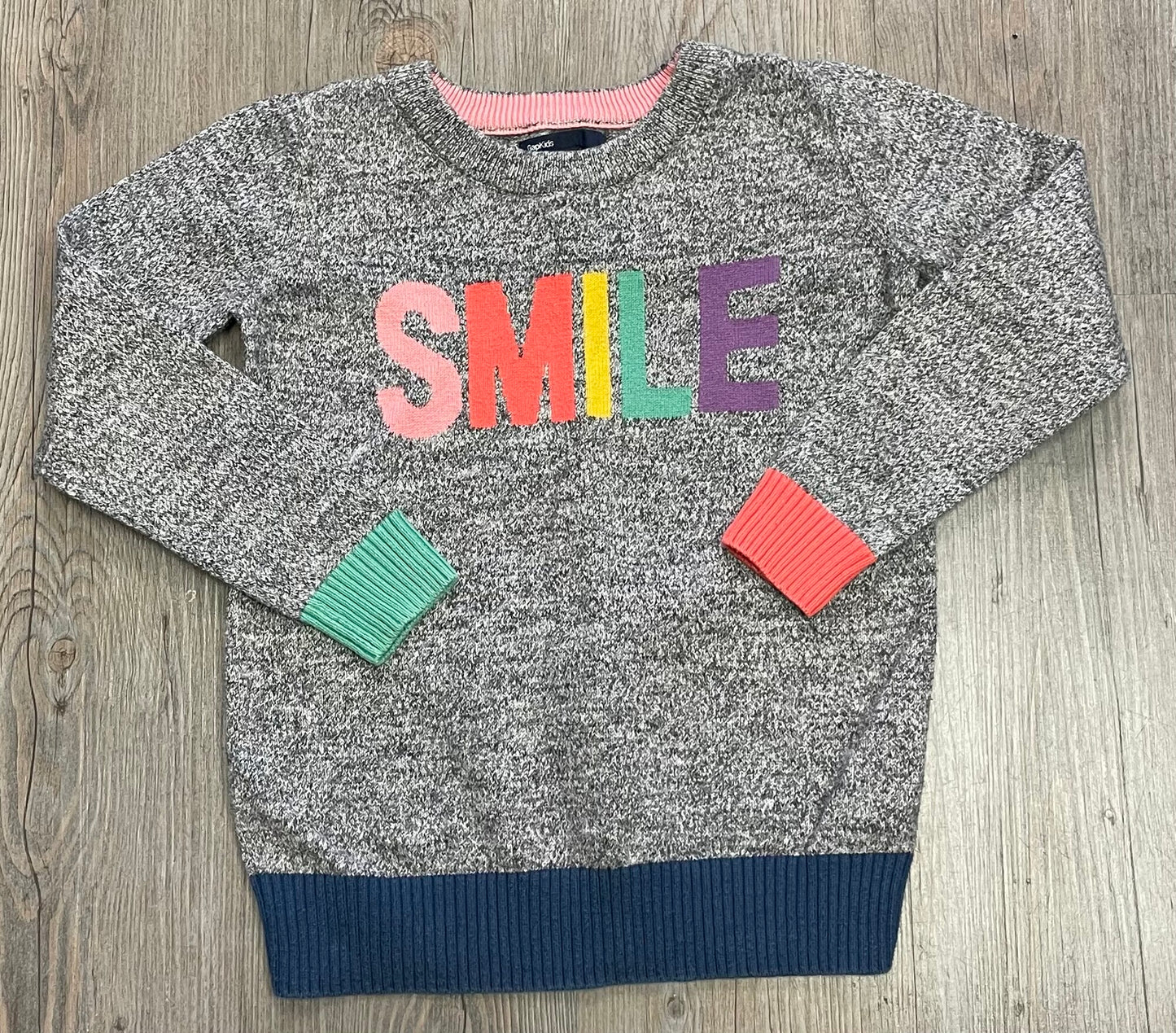 Grey Gap Knit Sweater, 6-7Y