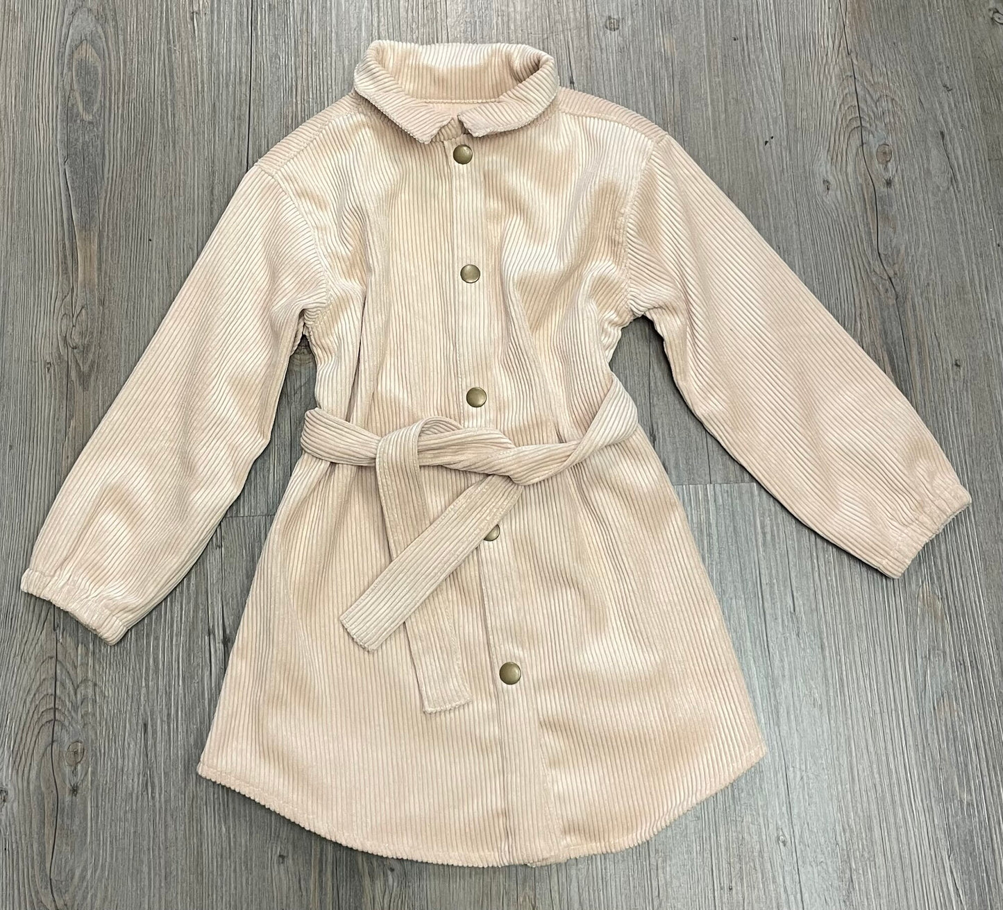 Beige Vignette Cord Dress, 4Y