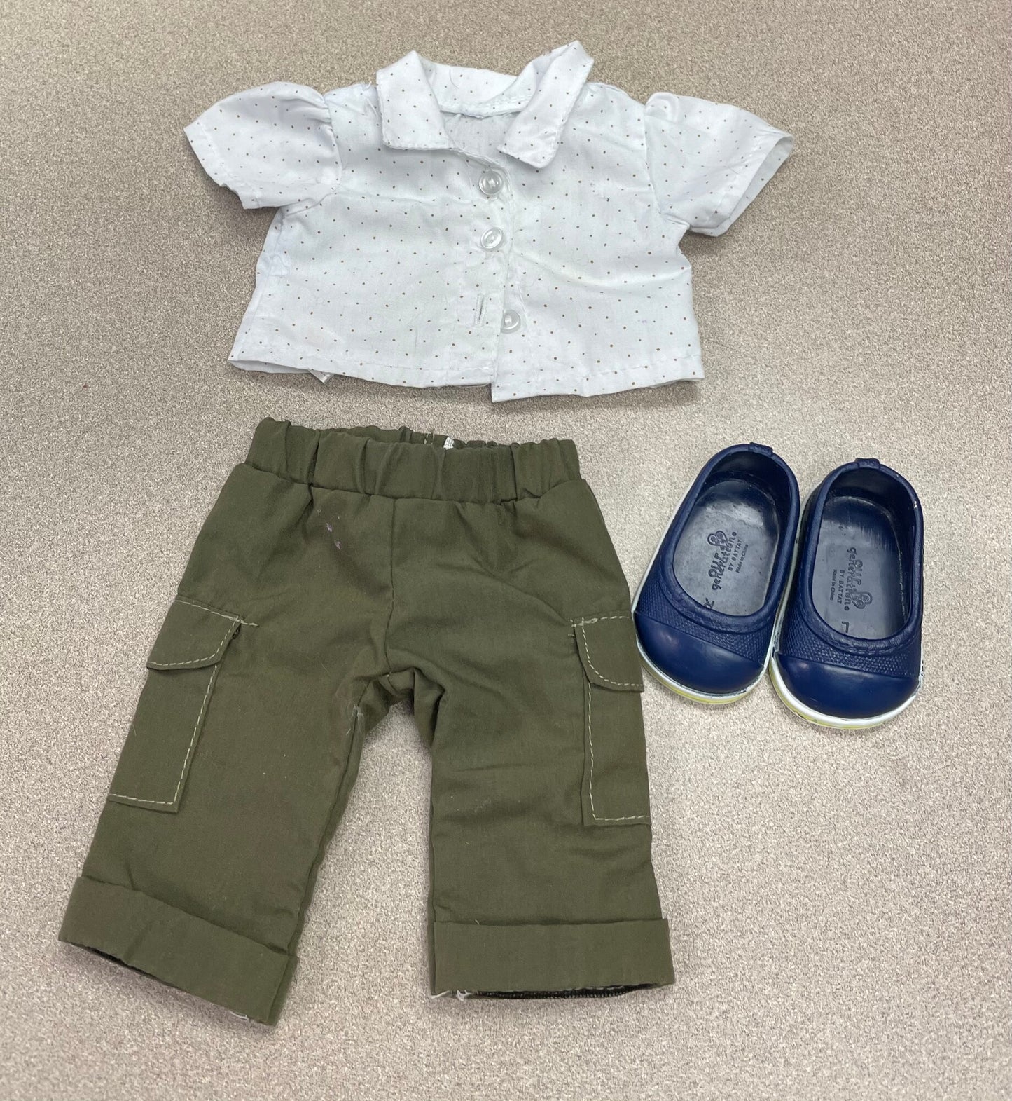 Green/wh OG Doll Dress, 3pc