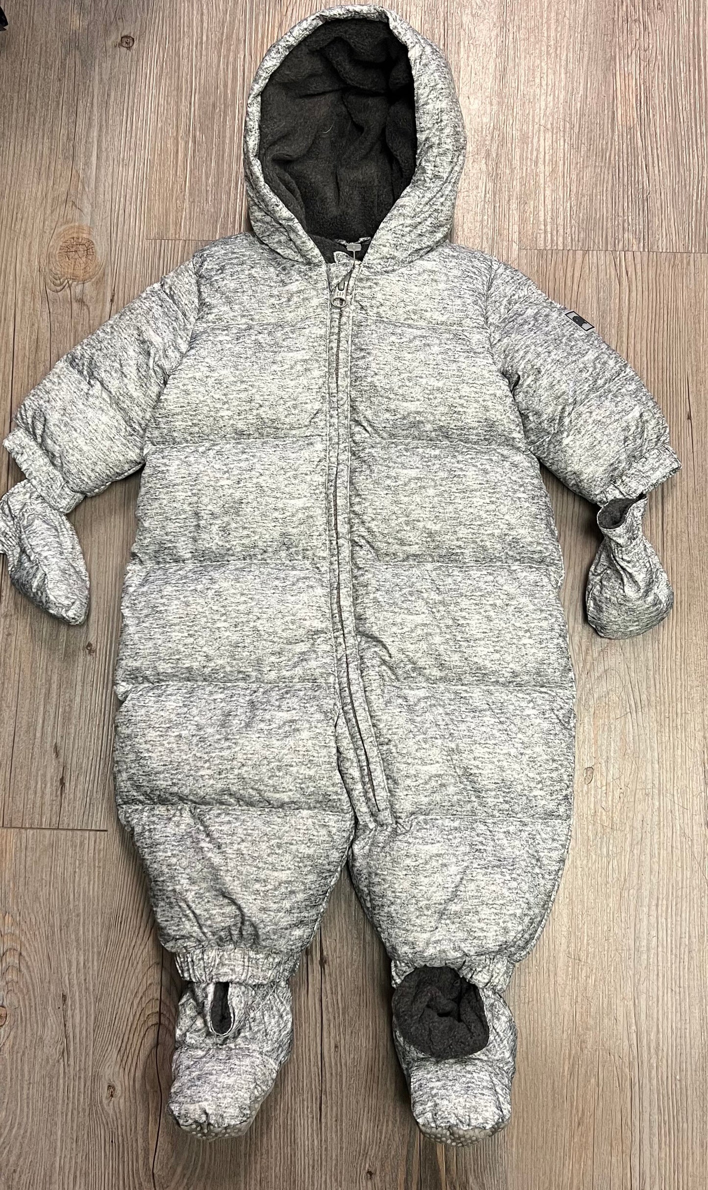 Grey GAP Baby Down Snowsuit, 0-6M