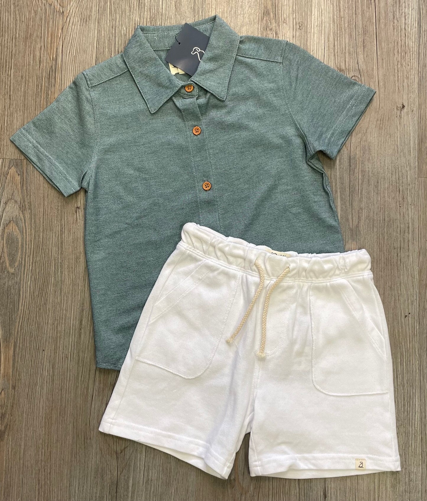 Green/Wh Me & Henry 2pcs Shorts/Sh, 5-6Y