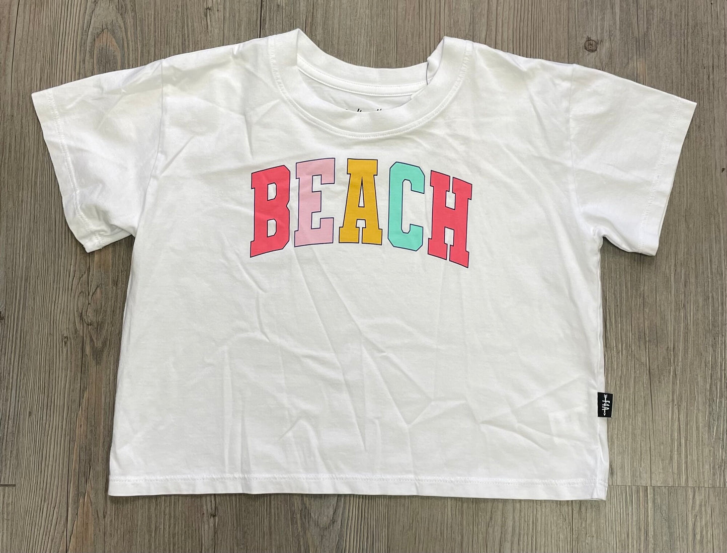White F4A Beach Cropped Tee, 6-7Y
