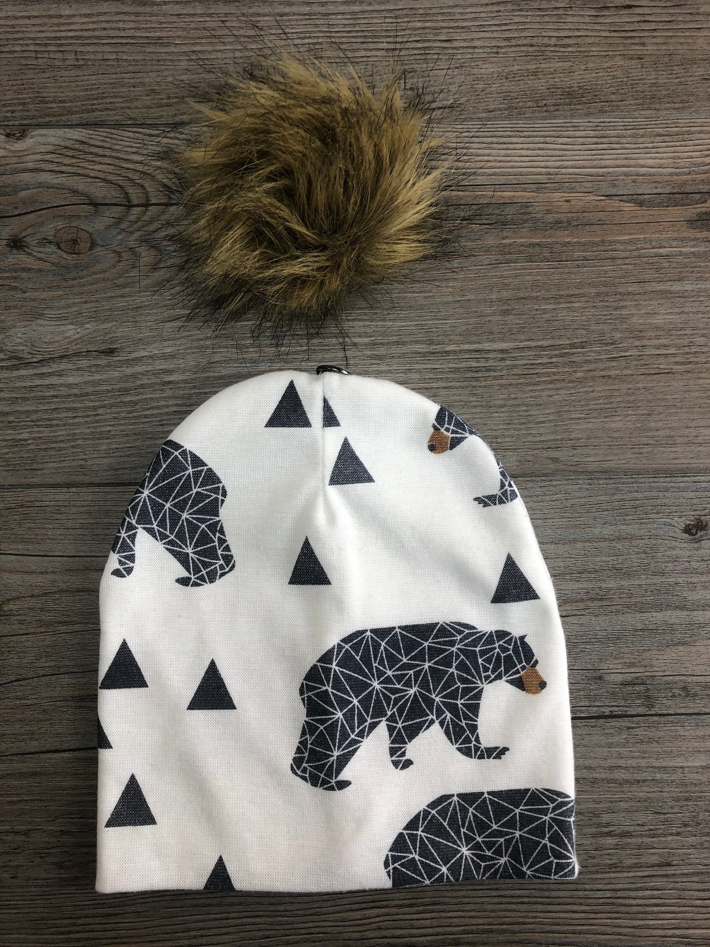 White Gr Baby Hat With Detchable, 6-12M