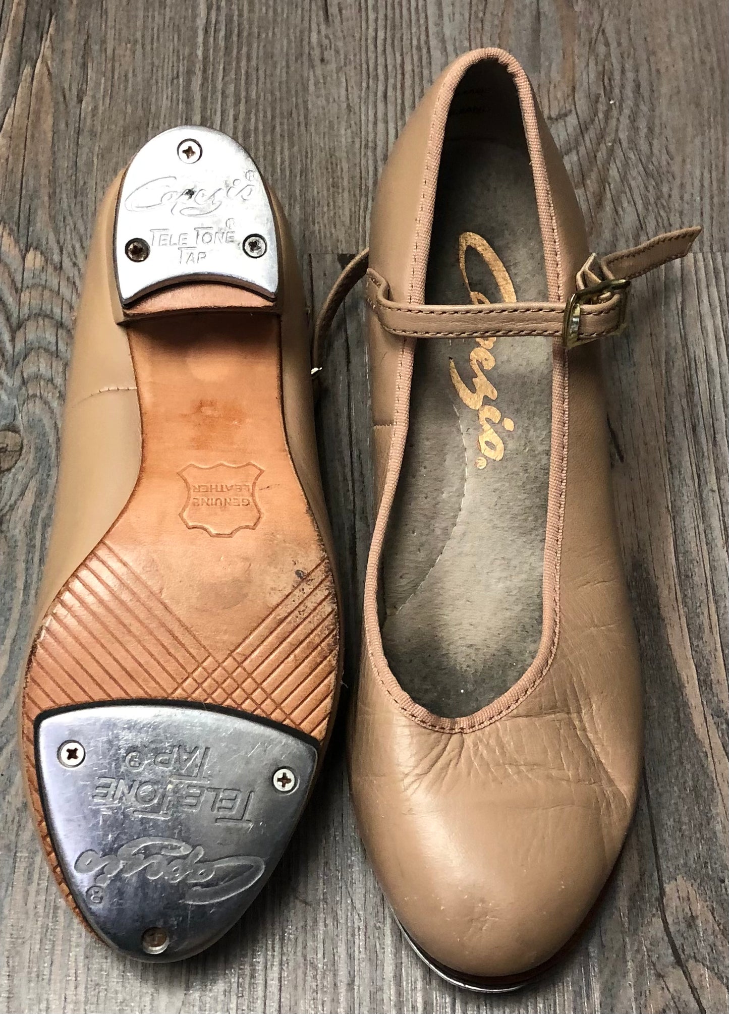 Beige Capezio Tap Shoes, 4.5Y