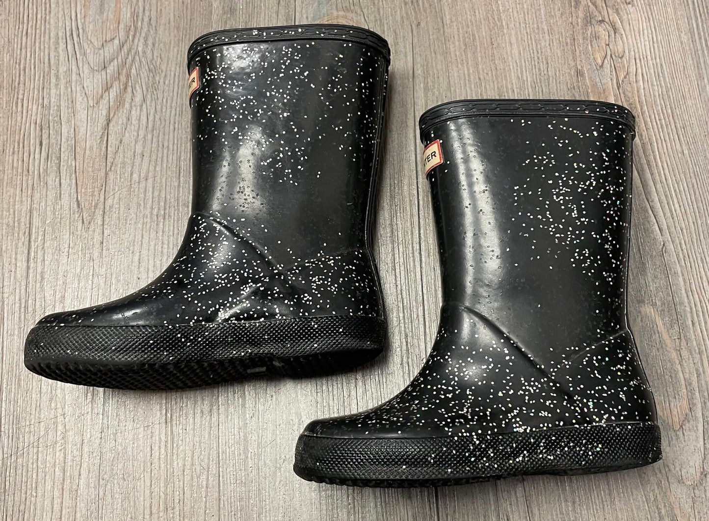 Black Hunter Glitter Rain Boots, 10T