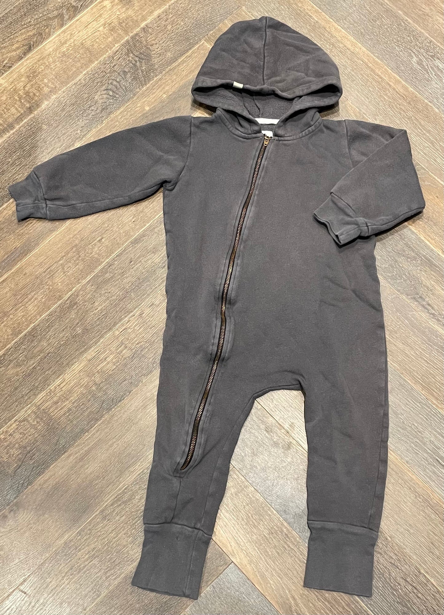 Charcoal Mini Mioche Hooded Onesie, 4Y