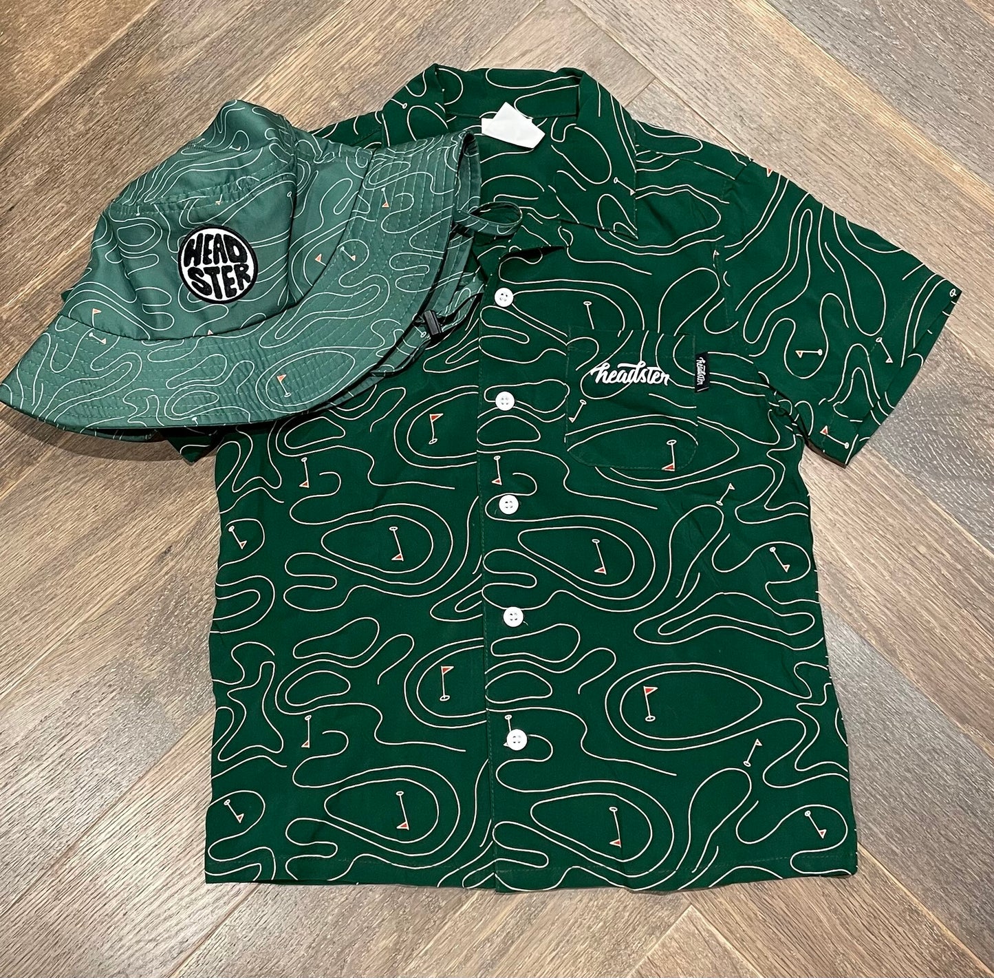 Green Headster Bucket Hat/Shirt, 6Y
