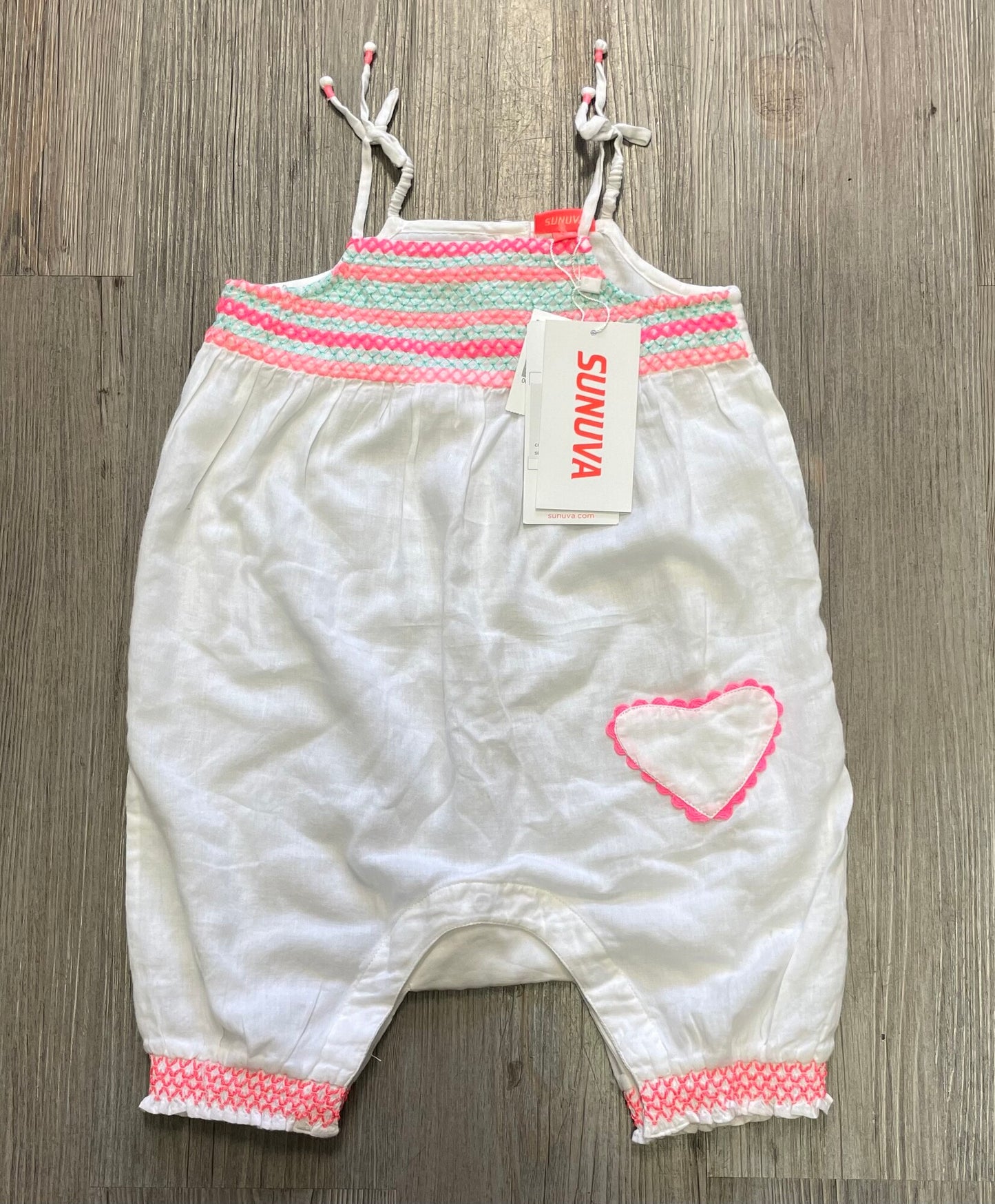 White Sunuva Baby Girl Smock, 12-18M