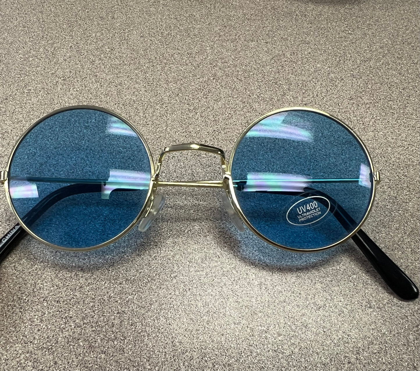 Gold Metal Frame - Blue Lense, Round
