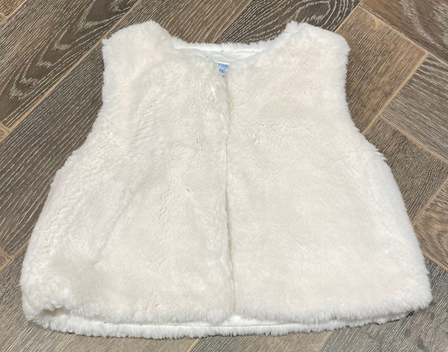 White Jacadi Faux Fur Vest, 18M