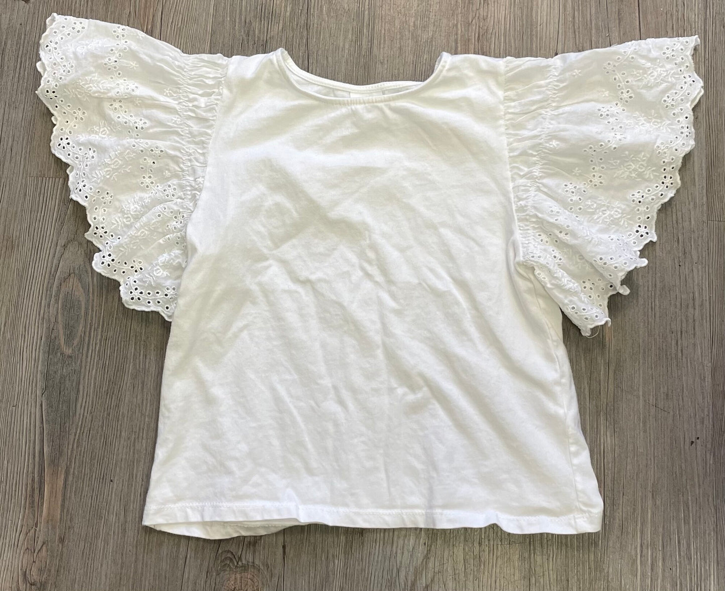 White Zara Eyelet Tee, 8Y