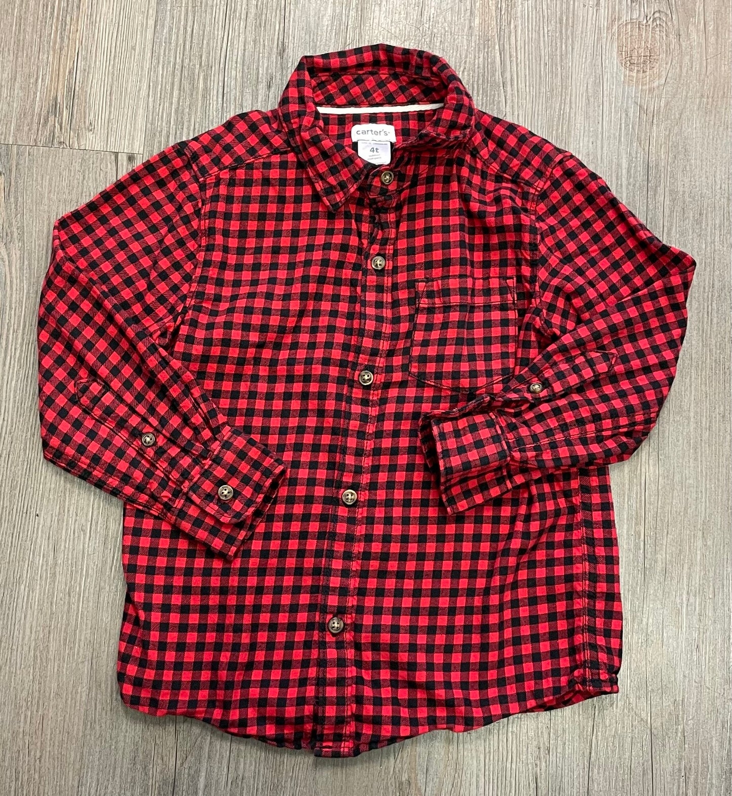 Red Carters Shirt Plaid LS, 4Y